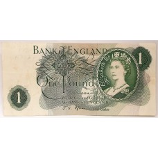GREAT BRITAIN UK 1970 . ONE 1 POUND BANKNOTE . ERROR . MISSING BOTH SERIALS